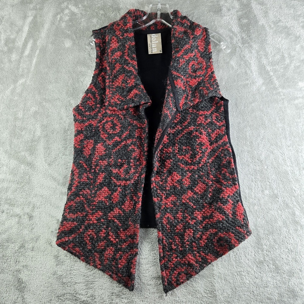 Dolan Vest Womens Medium Gray Red Wool Mohaire Left‎ Coast Lightcatcher Warmwear